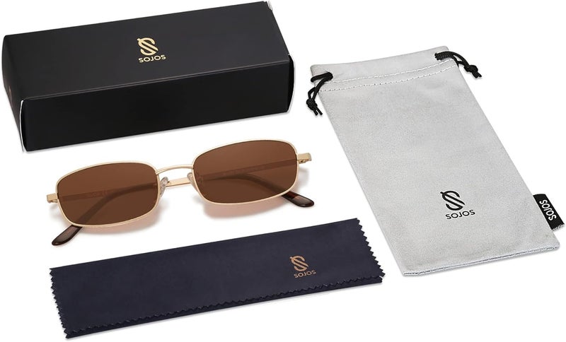 Sojos Small Trendy Rectangle Sunglasses Womens Mens, Retro 80s 90s Y2k Chic Narrow Thin Skinny Sunnies SJ1187 - Image 5